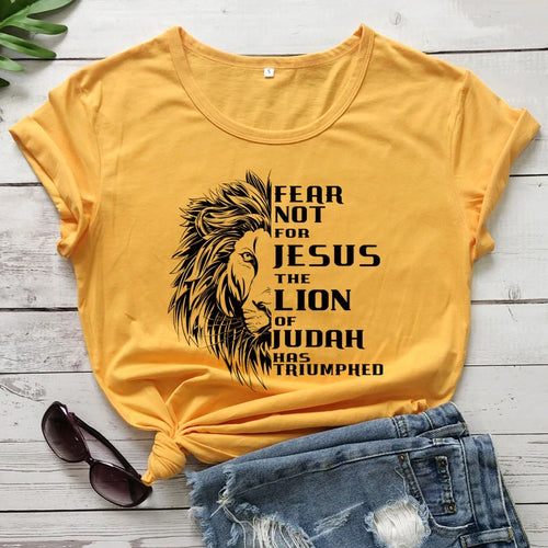 Fear Not For Jesus Lion T-shirt Aesthetic Unisex Christian Bible Top