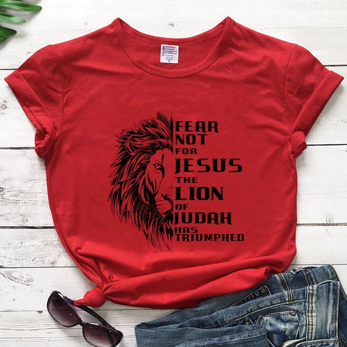 Fear Not For Jesus Lion T-shirt Aesthetic Unisex Christian Bible Top