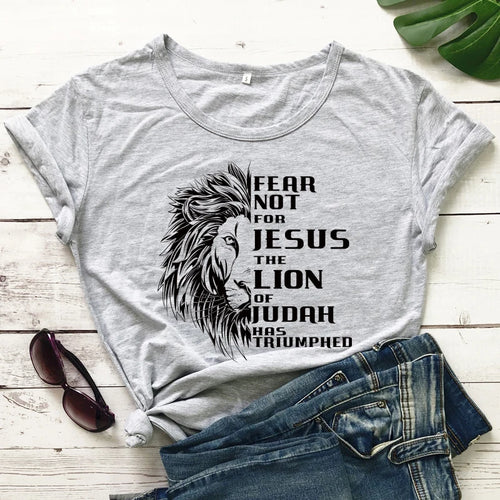 Fear Not For Jesus Lion T-shirt Aesthetic Unisex Christian Bible Top