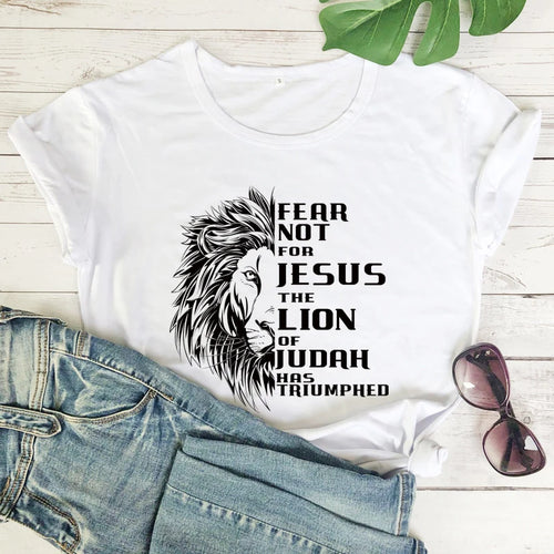 Fear Not For Jesus Lion T-shirt Aesthetic Unisex Christian Bible Top