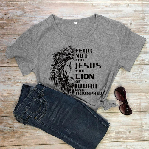 Fear Not For Jesus Lion T-shirt Aesthetic Unisex Christian Bible Top