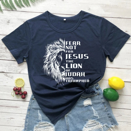 Fear Not For Jesus Lion T-shirt Aesthetic Unisex Christian Bible Top