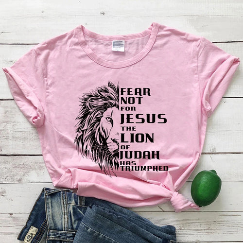 Fear Not For Jesus Lion T-shirt Aesthetic Unisex Christian Bible Top