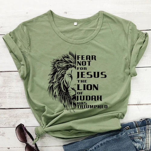 Fear Not For Jesus Lion T-shirt Aesthetic Unisex Christian Bible Top