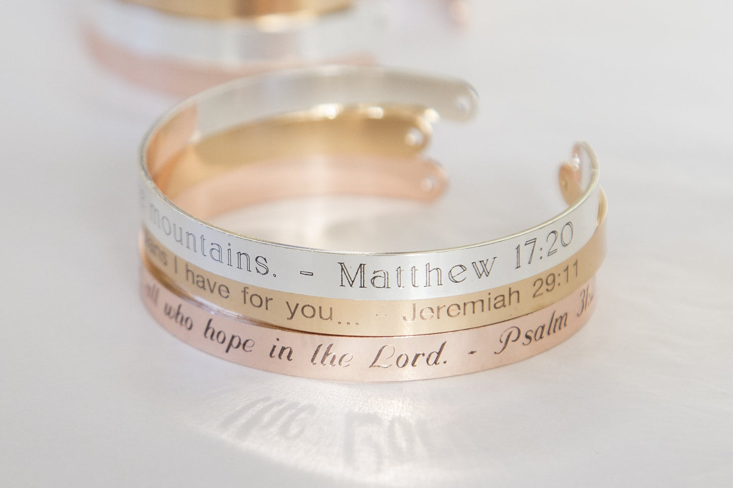 Custom Scripture Quote Bracelet, Personalized Engraved Bible Quote,