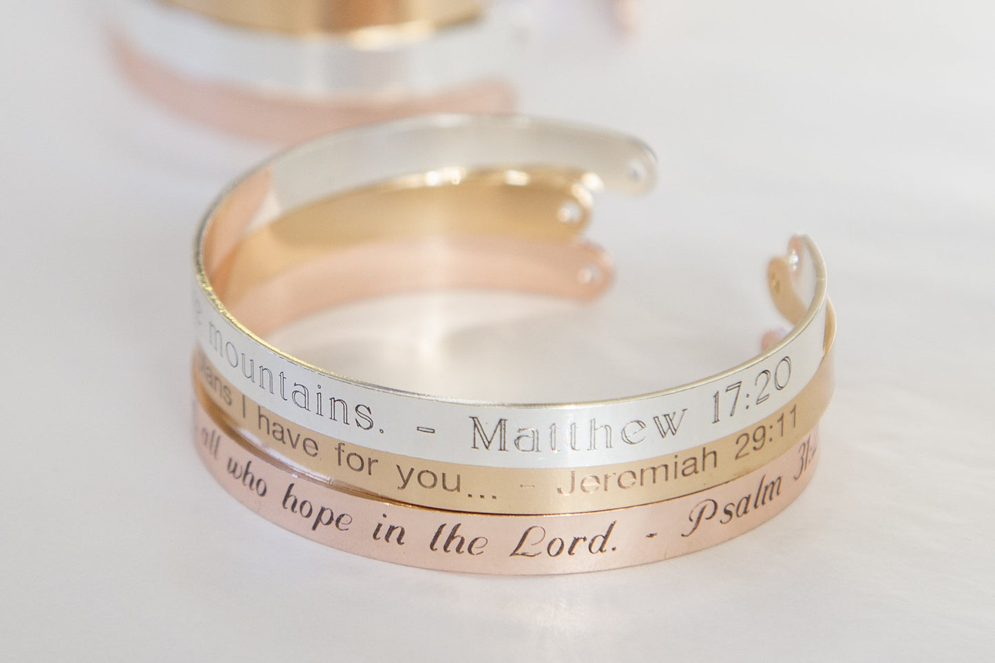 Custom Scripture Quote Bracelet, Personalized Engraved Bible Quote,