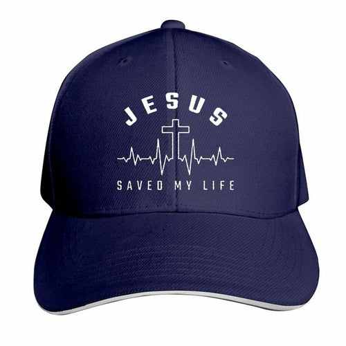 Jesus Saved My Life Hat Christian Baseball Cap Washed Cotton Denim Dad