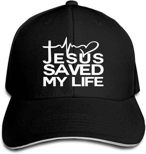 Jesus Saved My Life Hat Christian Baseball Cap Washed Cotton Denim Dad