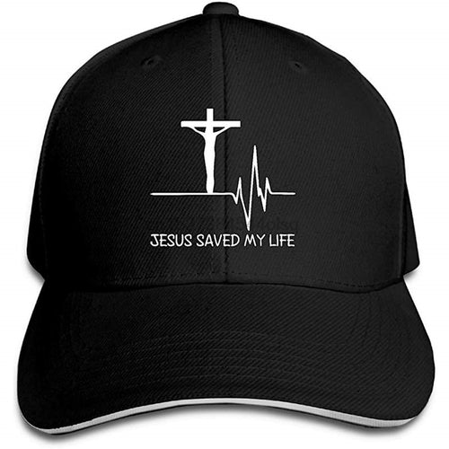 Jesus Saved My Life Hat Christian Baseball Cap Washed Cotton Denim Dad