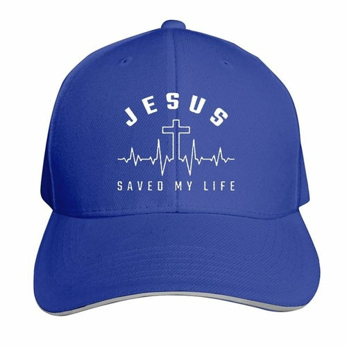 Jesus Saved My Life Hat Christian Baseball Cap Washed Cotton Denim Dad