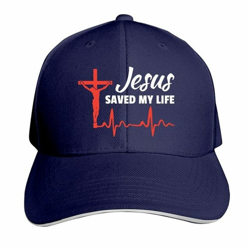 Jesus Saved My Life Hat Christian Baseball Cap Washed Cotton Denim Dad