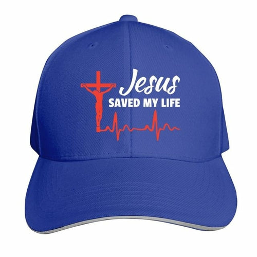 Jesus Saved My Life Hat Christian Baseball Cap Washed Cotton Denim Dad