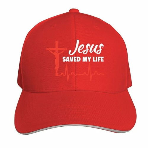 Jesus Saved My Life Hat Christian Baseball Cap Washed Cotton Denim Dad