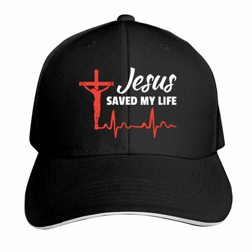 Jesus Saved My Life Hat Christian Baseball Cap Washed Cotton Denim Dad