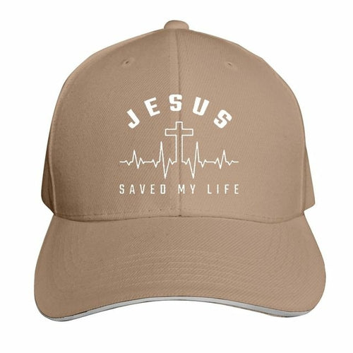 Jesus Saved My Life Hat Christian Baseball Cap Washed Cotton Denim Dad