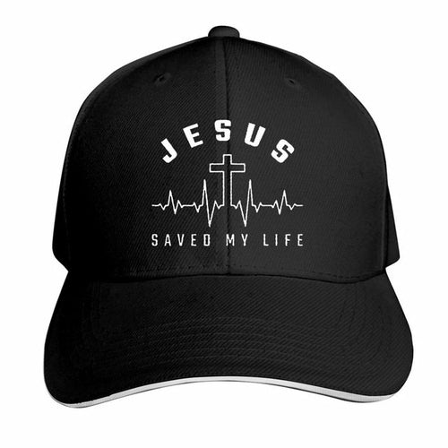 Jesus Saved My Life Hat Christian Baseball Cap Washed Cotton Denim Dad