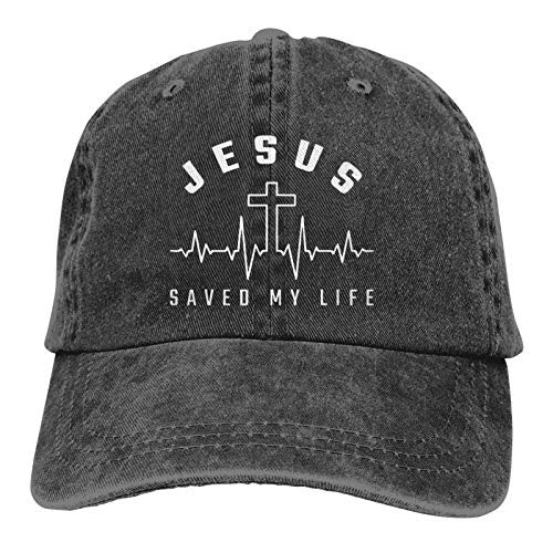 Jesus Saved My Life Hat Christian Baseball Cap Washed Cotton Denim Dad