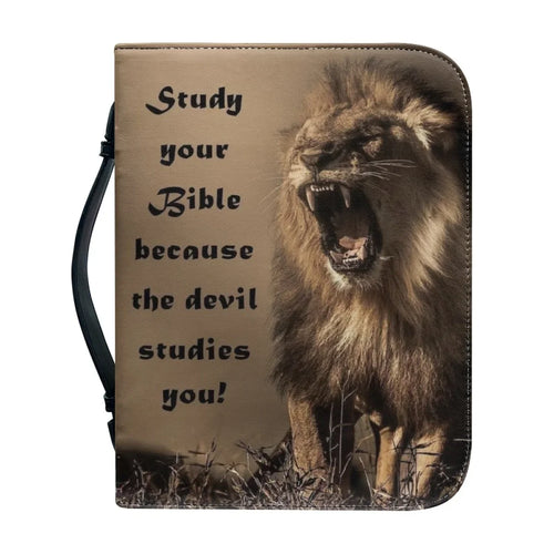 Classic Lion Bible Verse Sentence Print Bible Cover Case for Women