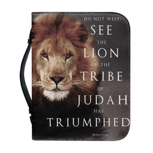 Classic Lion Bible Verse Sentence Print Bible Cover Case for Women