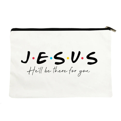 Jesus He Will Be There for You Canvas Cosmetic Bag for Women Bag