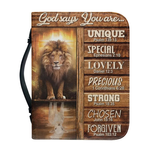 Classic Lion Bible Verse Sentence Print Bible Cover Case for Women