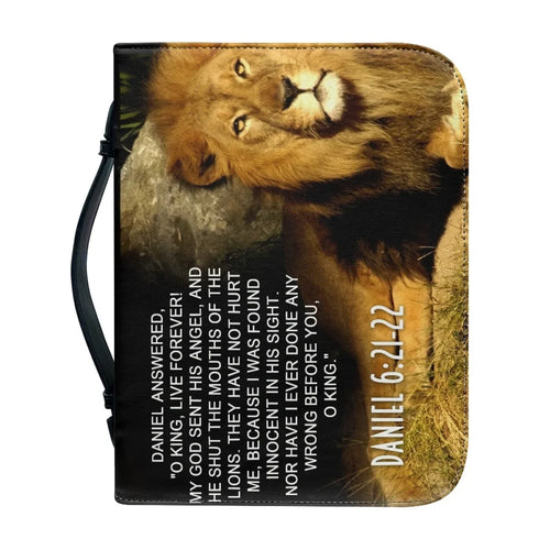 Classic Lion Bible Verse Sentence Print Bible Cover Case for Women