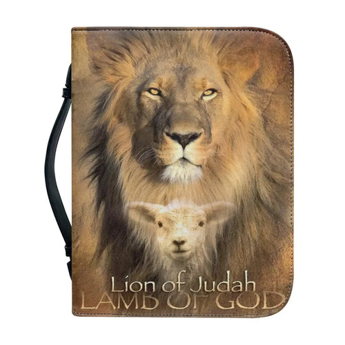 Classic Lion Bible Verse Sentence Print Bible Cover Case for Women