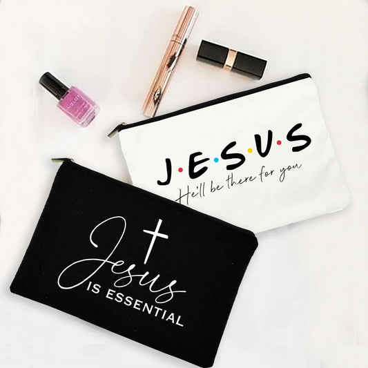 Jesus He Will Be There for You Canvas Cosmetic Bag for Women Bag