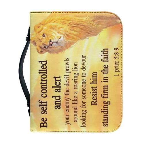 Classic Lion Bible Verse Sentence Print Bible Cover Case for Women