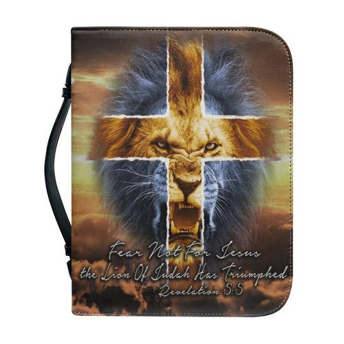 Classic Lion Bible Verse Sentence Print Bible Cover Case for Women