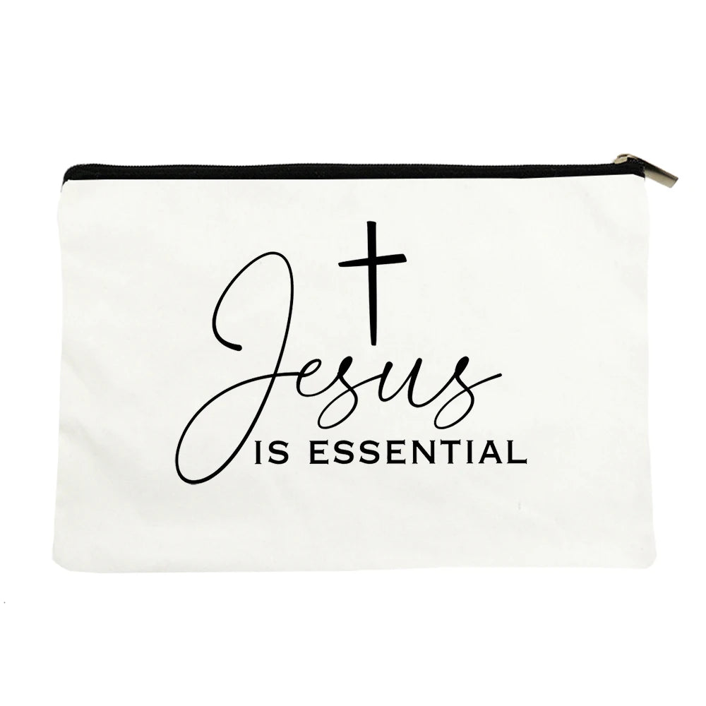 Jesus He Will Be There for You Canvas Cosmetic Bag for Women Bag