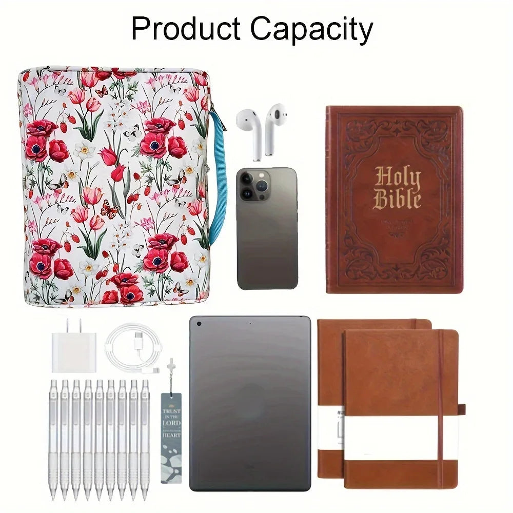 Bible Cover Case Floral Bible Cover Bag for Women, Stylish Functional