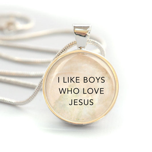 "I Like Boys Who Love Jesus" Silver-Plated Christian Girls Pendant