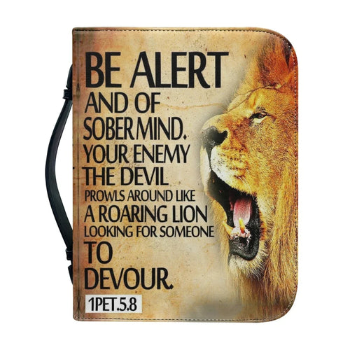 Classic Lion Bible Verse Sentence Print Bible Cover Case for Women