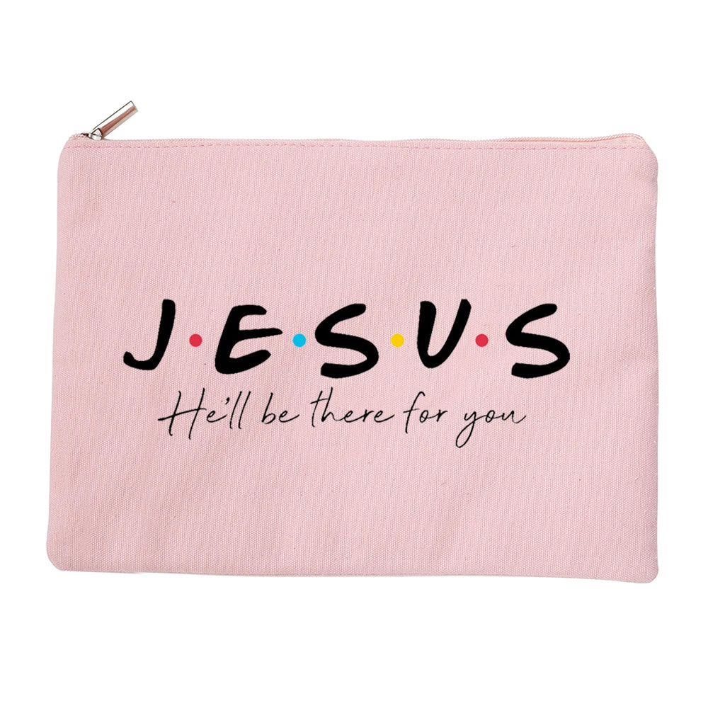 Jesus He Will Be There for You Canvas Cosmetic Bag for Women Bag