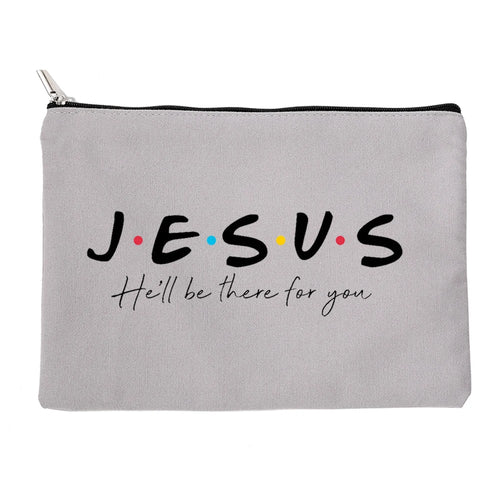 Jesus He Will Be There for You Canvas Cosmetic Bag for Women Bag