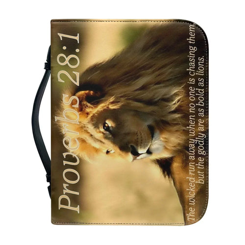 Classic Lion Bible Verse Sentence Print Bible Cover Case for Women