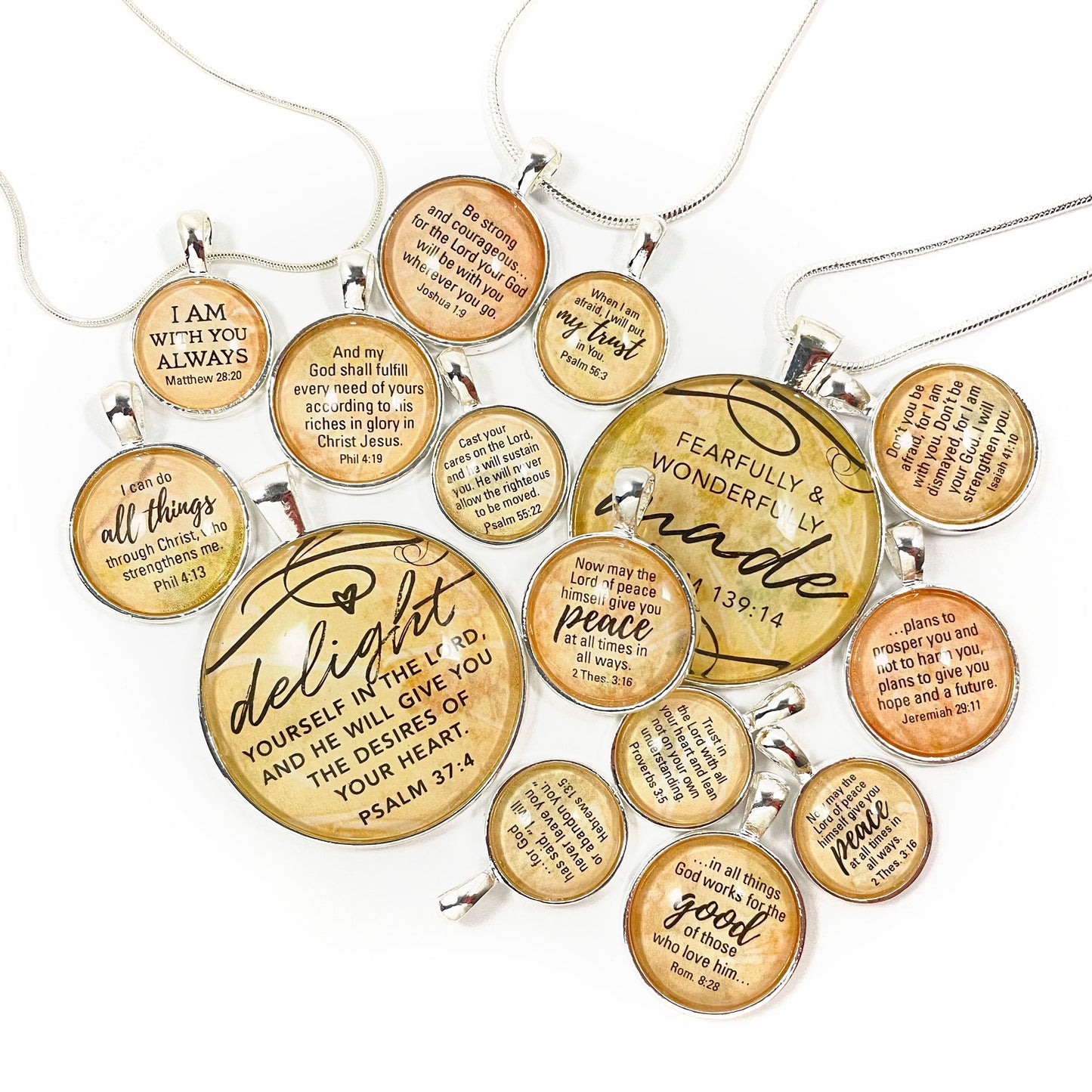 Encouraging Scriptures Pendant Necklace - Silver-Plated Christian