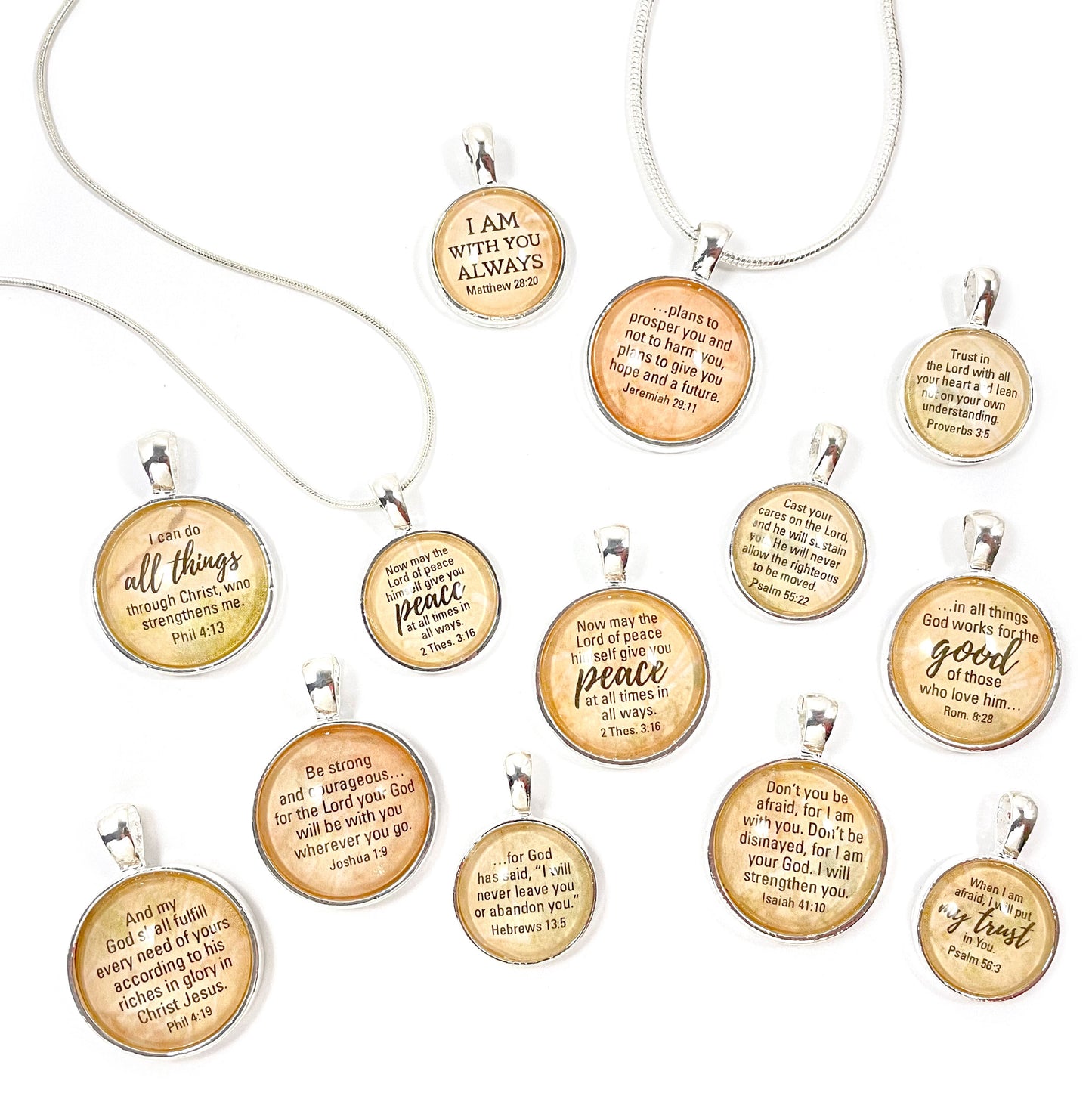 Encouraging Scriptures Pendant Necklace - Silver-Plated Christian