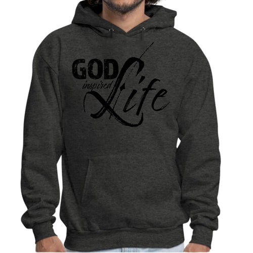 Mens Graphic Hoodie God Inspired Life Black Illustration