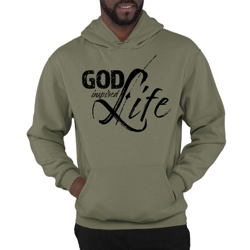 Mens Graphic Hoodie God Inspired Life Black Illustration