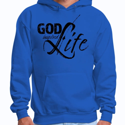 Mens Graphic Hoodie God Inspired Life Black Illustration