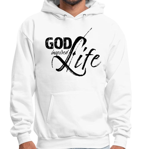 Mens Graphic Hoodie God Inspired Life Black Illustration