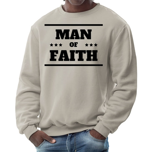 Mens Graphic Sweatshirt, Man of Faith Black Illustration