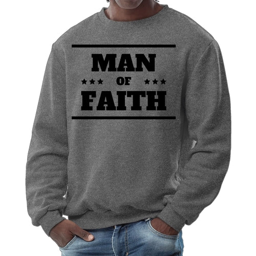 Mens Graphic Sweatshirt, Man of Faith Black Illustration