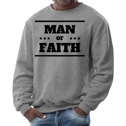 Mens Graphic Sweatshirt, Man of Faith Black Illustration