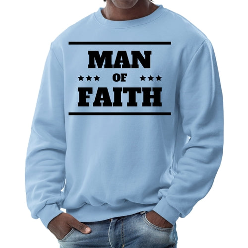 Mens Graphic Sweatshirt, Man of Faith Black Illustration