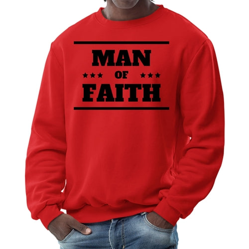 Mens Graphic Sweatshirt, Man of Faith Black Illustration