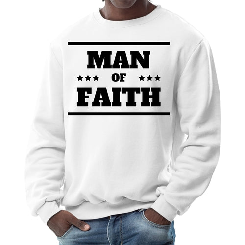 Mens Graphic Sweatshirt, Man of Faith Black Illustration