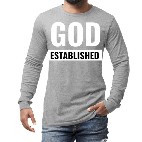 Mens Long Sleeve Graphic T-shirt, God Established